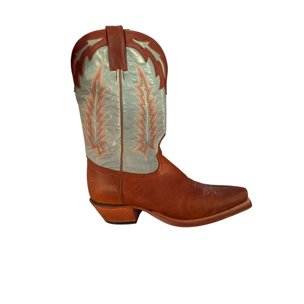 Tony Lama Womens Boots Size 8 B Brown Turquoise Cowgirl Embroidered USA Vintage - Picture 13 of 16